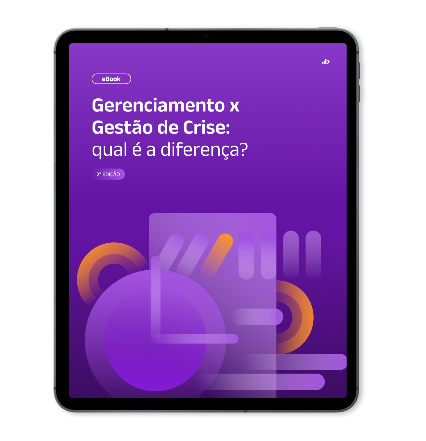 Mockup de Tablet com capa do [ebook] Gerenciamento x Gestão de Crise_ qual é a diferença_ - 2a edicao