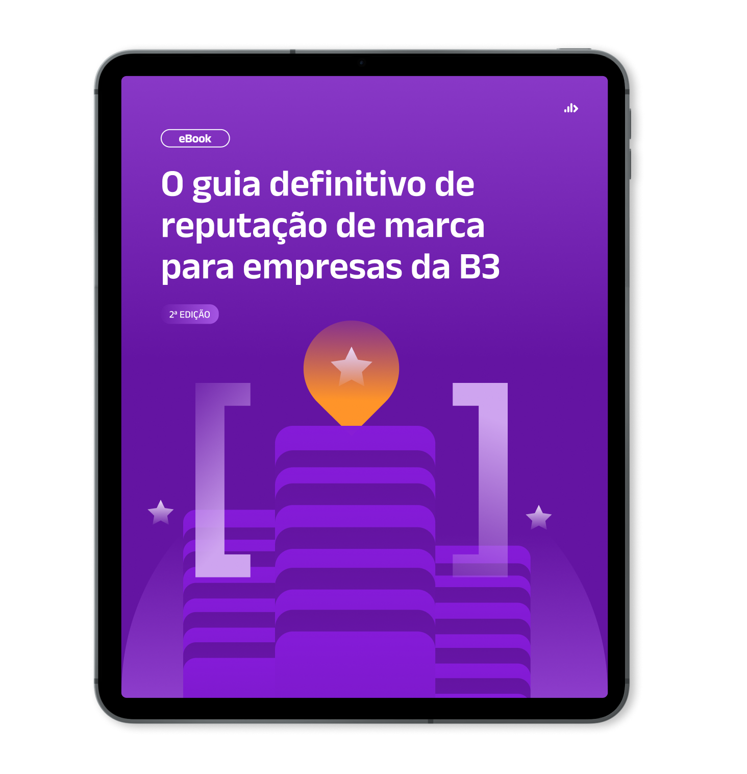 Mockup de Tablet com capa do [ebook] O guia definitivo de reputação de marca  para empresas da B3