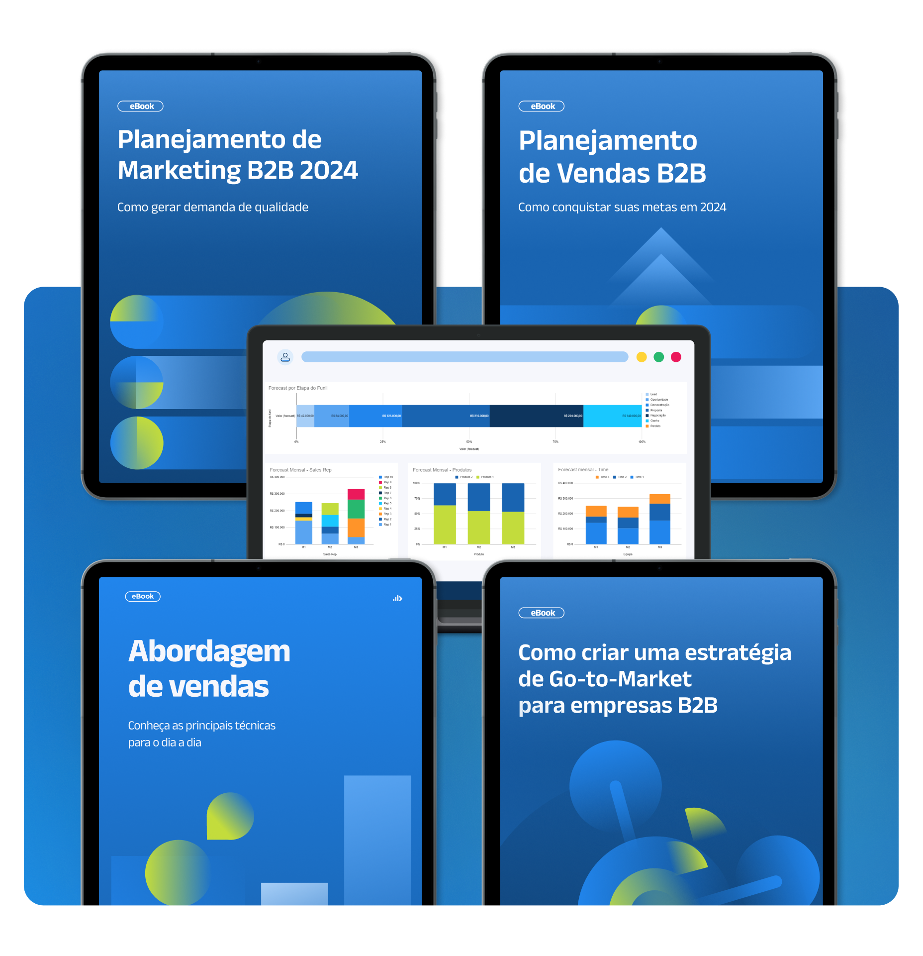 Tablet com a capa do kit Top 5 materiais  de Vendas de 2023