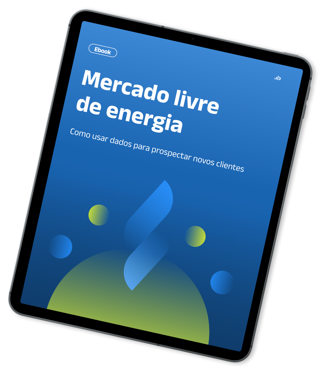 Mockup de Tablet com capa do Ebook - Mercado livre de energia