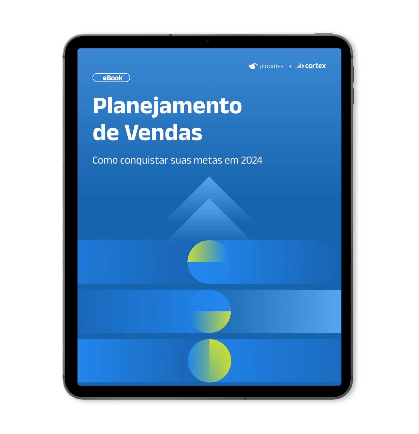 Mockup de Tablet com capa do Ebook - Planejamento de Vendas - Como conquistar suas metas em 2024